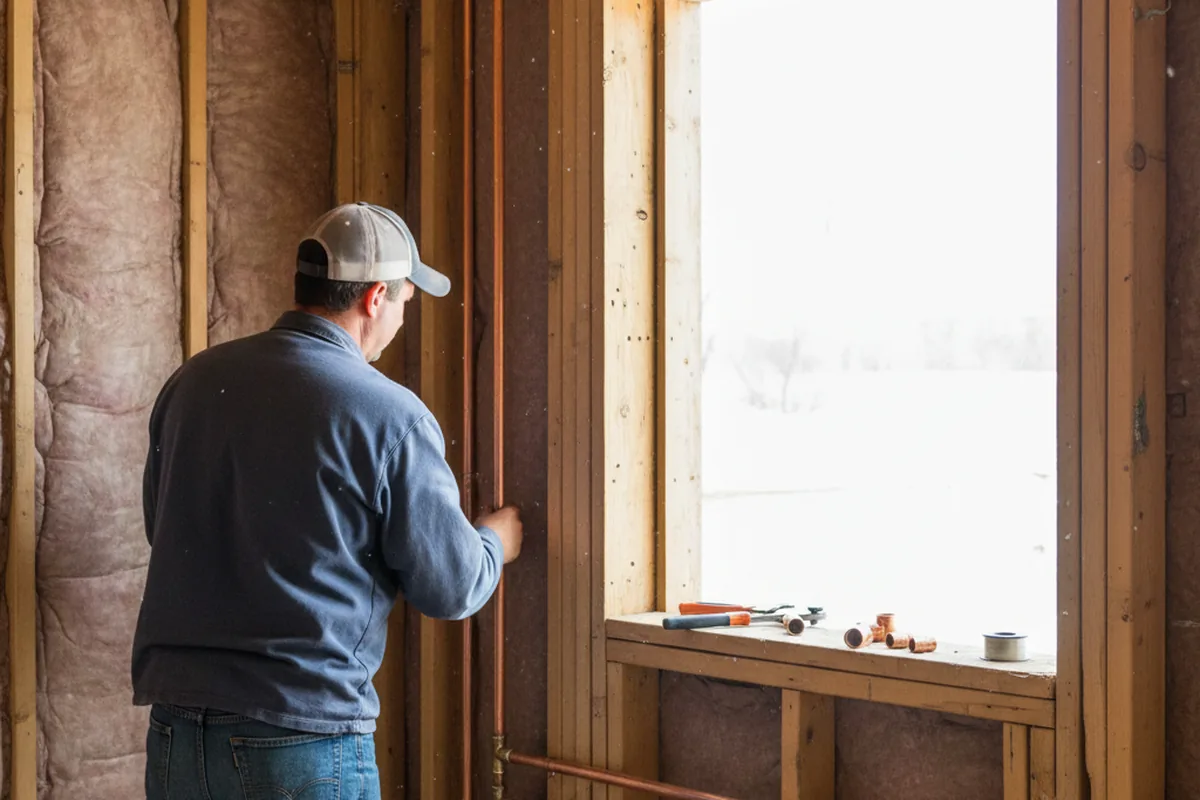 Licensed plumber running new copper supply lines in a Athens home